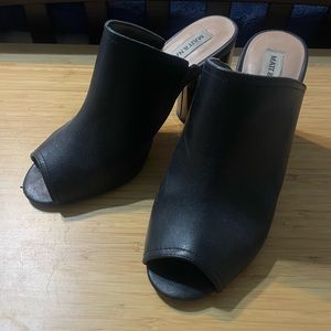 Mules - Black with chrome heel